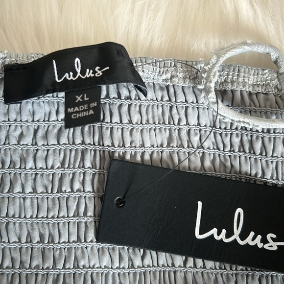 NWT Lulus Loveliest Looks Dusty Blue Floral Jacquard Tie Strap Dress Size XLarge - Picture 13 of 13